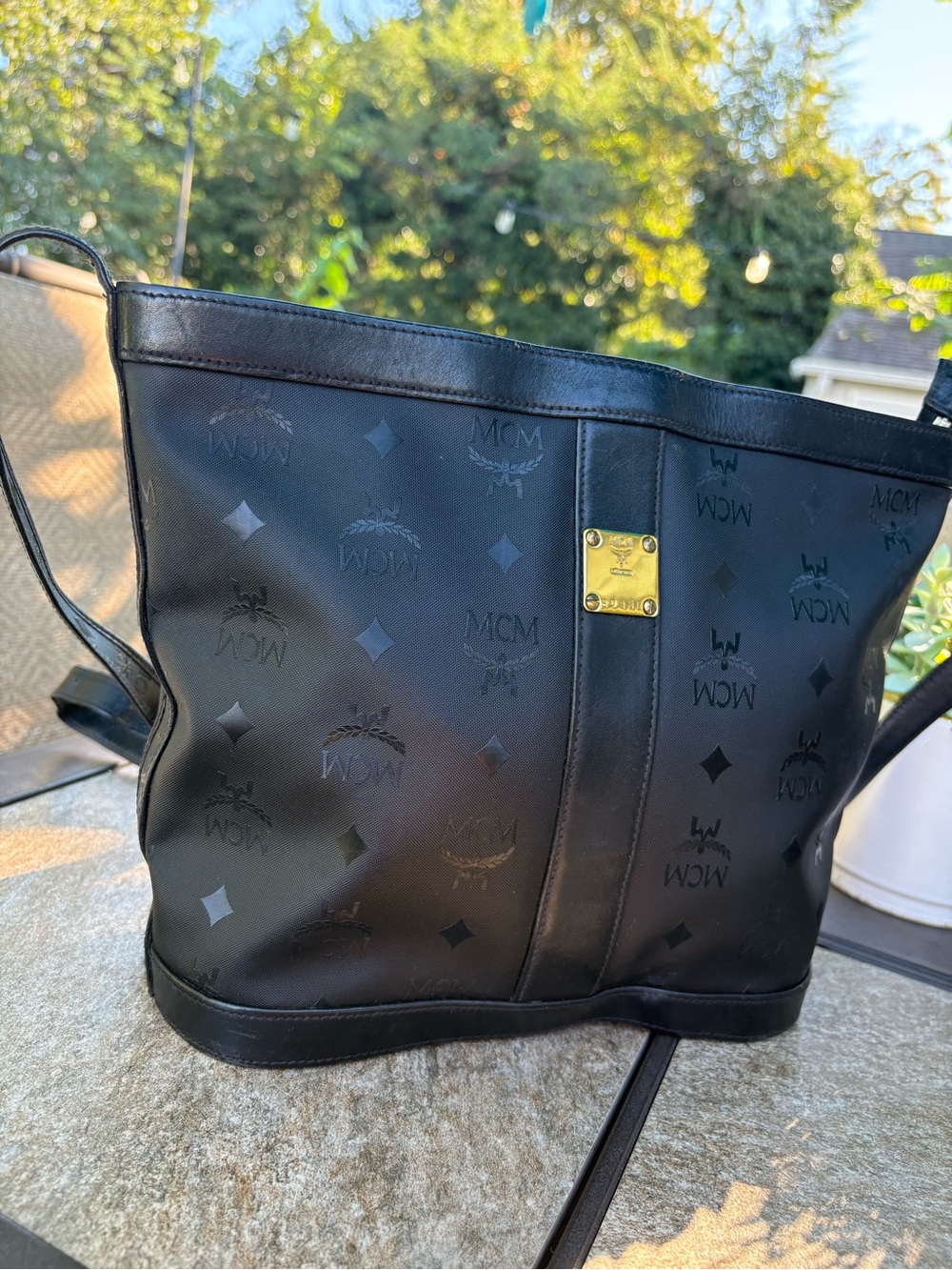MCM Black Monogram Crossbody Bag with Gold-Tone Hardware - Picture 8 of 14
